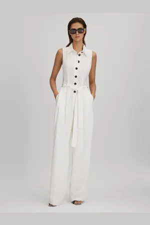 Reiss Perla Petite Belted Wide Leg Jumpsuit