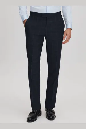 Reiss Klink Wool Check Adjuster Slim Fit Trousers