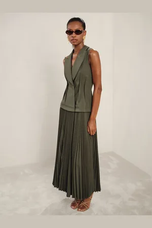 Acler Waistcoat Bodice Pleated Dress