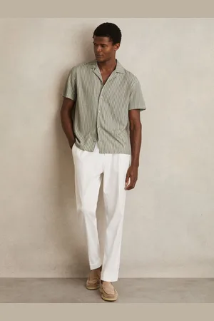 Reiss Max Textured Stripe Cuban Collar Shirt