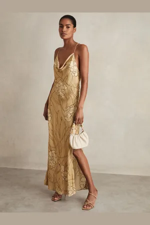 Reiss Rochelle Satin Floral-Print Slip Maxi Dress