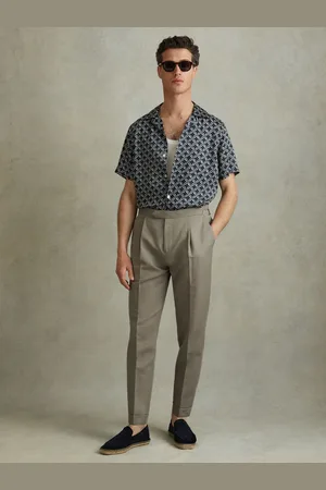 Reiss Com Relaxed Cropped Trousers with Turned-Up Hems
