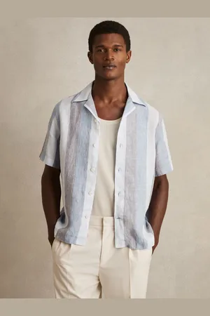 Reiss Beldi Stripe Cuban Collar Shirt