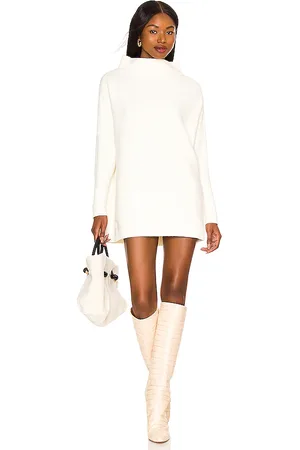 Free People Ottoman Slouchy Tunic Sweater Dress in Ecru in . Size S, XL, XS.