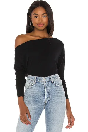 ENZA COSTA Cashmere Cuffed Off Shoulder Long Sleeve Top in . Size S, XL, XS.