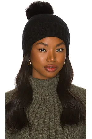Hat Attack Cashmere Slouchy Cuff Beanie with Faux Fur Pom in .