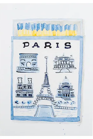 Furbish Studio 5x7 Paris Print in Baby Blue,White.