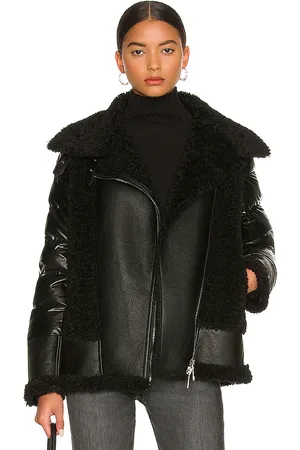JOCELYN Faux Sherpa Moto Jacket in . Size M, XS.
