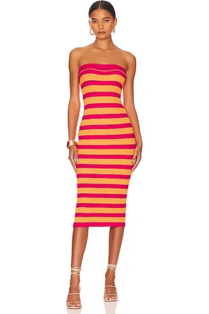 MORE TO COME Lesley Ribbed Strapless Dress in . Size L, S, XS.