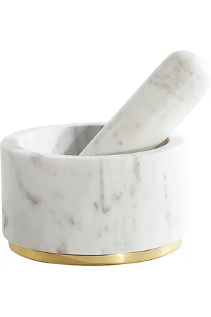 HAWKINS NEW YORK Simple Marble and Brass Mortar and Pestle in .