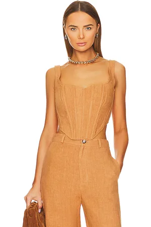Bardot Linen Corset Bustier in . Size 10, 4, 8.