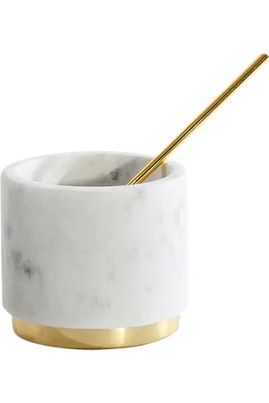 HAWKINS NEW YORK Simple Marble and Brass Sugar Pinch Pot in .