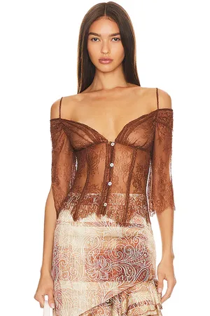 KIM SHUI Lace Off Shoulder Top in . Size L, S, XS.