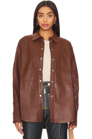 Free People Easy Rider Faux Leather Shacket in . Size M, XL.
