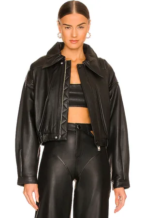 Camila Coelho Raven Leather Jacket in . Size XL, XS, XXS.