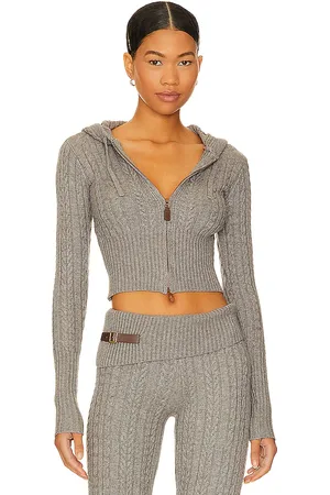 Frankies Bikinis Aimee Cable Knit Hoodie in . Size XL, XXL.
