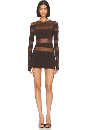 Norma Kamali Spliced Long Sleeve Pickleball Dress in Mesh in . Size M, S, XL, XS, XXS.