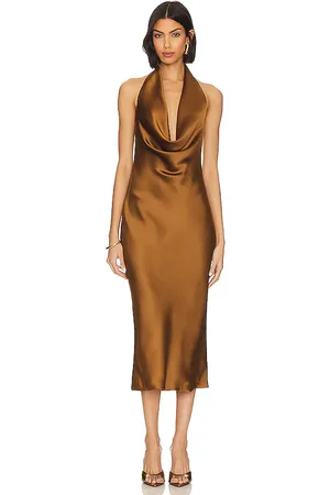 Norma Kamali Halter Drape Midi Dress in . Size S, XL, XXS.