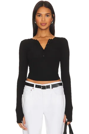 ENZA COSTA Rib Baseball Henley in . Size S, XL.