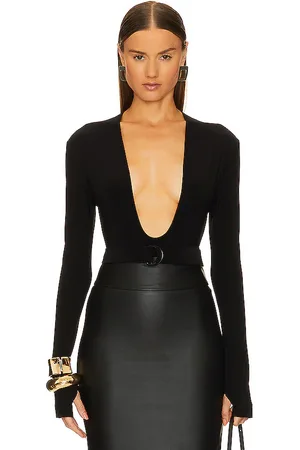 Norma Kamali Long Sleeve Deep U Neck Bodysuit in . Size M, S, XL.