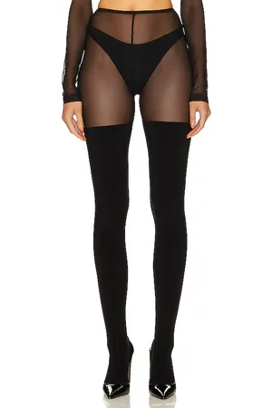 Norma Kamali Thigh High Spliced Legging With Footsie in . Size S.