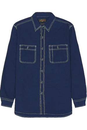 Beams Work Indigo Chambray Shirt in . Size S.