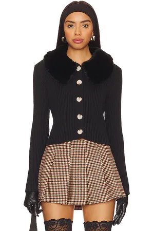 Central Park West Delilah Faux Fur Collar Cardigan in . Size XL, XS.