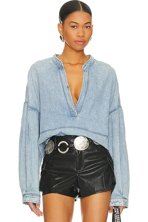 Free People X We The Free Jude Denim Pullover In Vintage Indigo in . Size M, S, XL, XS.