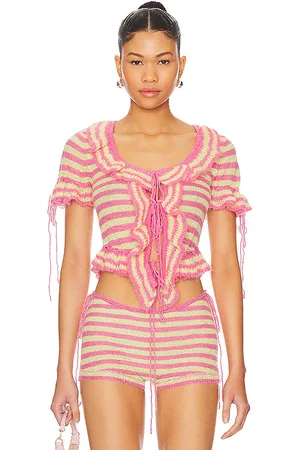 DANIELLE GUIZIO Ruffle Knit Tie Top in . Size XXS.