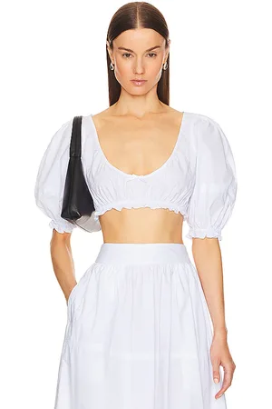 Helsa Poplin Cropped Peasant Top in . Size M.
