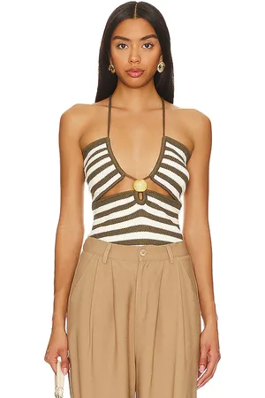 Osis Nina Top in Ivory, Olive. Size L.