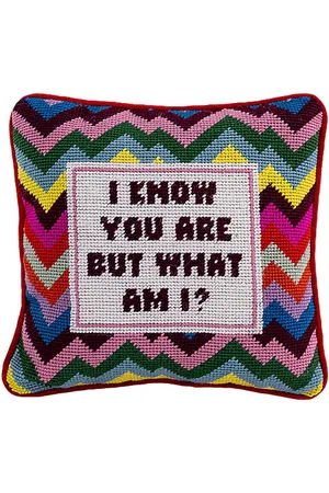 Furbish Studio But What Am I Needlepoint Pillow in .