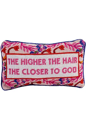 Furbish Studio Higher The Hair Needlepoint Pillow in .