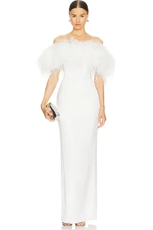 Bronx and Banco Lola Blanc Strapless Feather Gown in . Size XS.