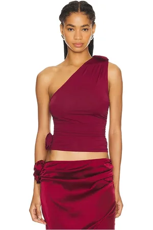 Lioness Rendezvous One Shoulder Top in Garnet in . Size M, S, XL, XS.