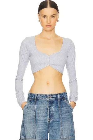 GRLFRND Rib Button Through Crop Top in . Size M, S, XL, XS, XXS.