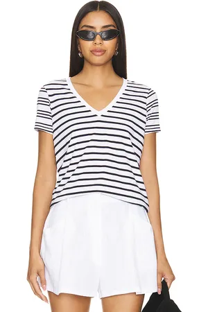 Goldie Estelle Mix Stripe V Neck Boy Tee in . Size XS.