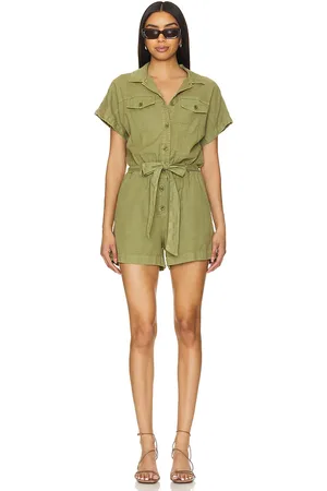 Bella Dahl Searose Rolled Sleeve Romper With Belt in . Size XS.