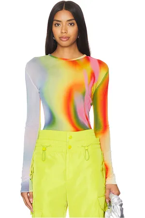 MONSE Rainbow Heatwave Mesh Top in . Size L.
