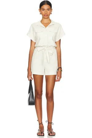Bella Dahl Searose Rolled Sleeve Romper With Belt in . Size M, S, XS.