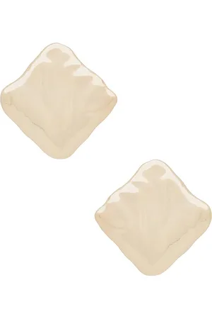 Self-Portrait Textured Gold Square Earrings in .