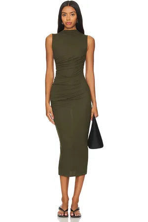 ENZA COSTA Silk Knit Sleeveless Twist Midi Dress in . Size L, XL.
