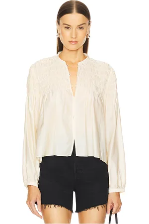 Frame Smocked Collarless Blouse in . Size S.