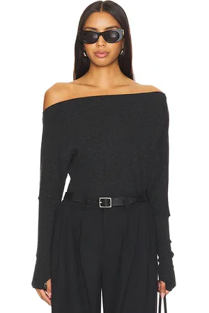 ENZA COSTA Cashmere Cuffed Off-shoulder Long Sleeve in . Size L.