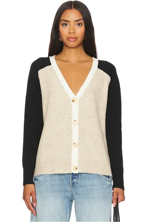 Central Park West Deacon Raglan Sleeve Cardigan in Black,Beige. Size S, XL, XS.