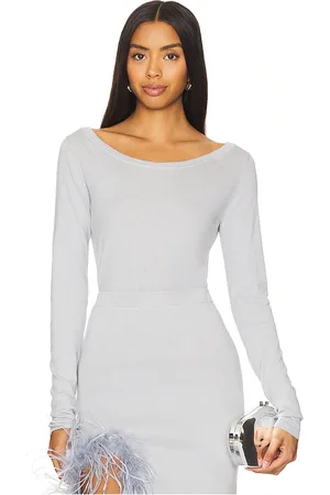 ANDREEVA Grey Knit Top With Feathers in . Size S, XL, XS.