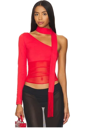 Nii hai Asymmetric Neck Tie Top in . Size M, S, XL, XS.