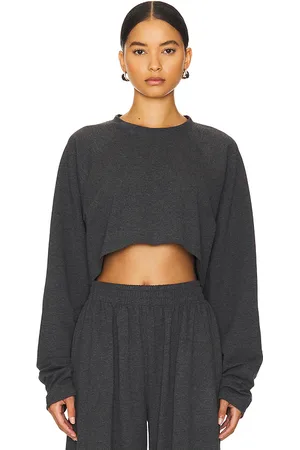 Norma Kamali Oversized Raglan Sleeve Cropped Top in . Size M, S, XL, XS, XXS.