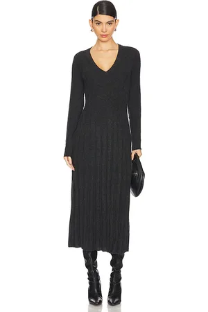 AUTUMN CASHMERE V Neck Ribbed Cashmere Dress in . Size M, S, XL, XS.