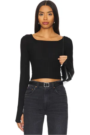 Michael Lauren Pryderi Crop Square Neck Long Sleeve in . Size XL/1X, XXL/2X.